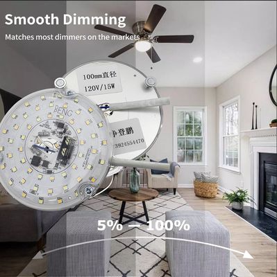 120V 15W Driverless Dia 100mm Led Light สําหรับไฟแฟน Led Light พร้อมใบรับรอง ETL แปลงไฟแฟนเพดาน LED