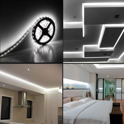 ไฟ LED สเตรปแบบยืดหยุ่น 600 หน่วย LED สเตรป LED กันน้ํา 12 วอลท์ LED สเตรป แพ็ค 16.4 ฟุต / 5 เมตร สําหรับงานเลี้ยงบ้านพักในบ้านตกแต่งภายในภายนอก กันน้ํา ขาว 1 แพ็ค