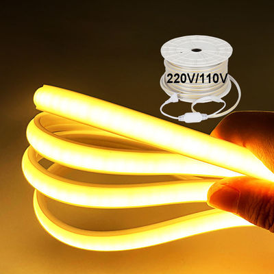 110V 220V กันน้ํา COB สายแสง LED สายไฟ LED พร้อมพีวีซีคลอม ปรับแต่ง สีฟ้า / สีน้ําแข็ง สีฟ้า / สีขาว / สีเขียว / สีม่วง / สีทอง / สีชมพู