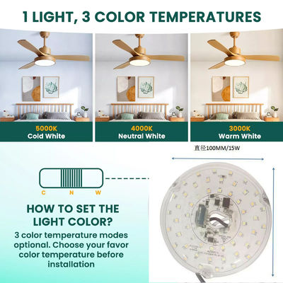 15W 100MM LED ไฟเครื่องสําหรับห้องรับประทานอาหาร 120V ผนังลมเพดาน Kit Retrofit ด้วย DOB โมดูล LED ลมเพดาน แปลงแสง