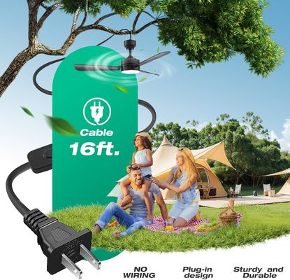 พัดลมเพดานพร้อมแสง ไฟพัดลม LED ขนาด 36 นิ้ว ติดกับโฮก พัดลมเพดานชนิดโฮก พัดลมเพดานติดในโฮก ไฟพัดลมเพดาน 40W 3000-6500k ระยะไกล พัดลมพกพาสําหรับเตียงค่าย