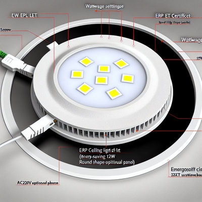 ไฟแผง LED ทรงกลม 24W พร้อม CCT ที่ปรับได้ ได้รับการรับรอง ERP ETL