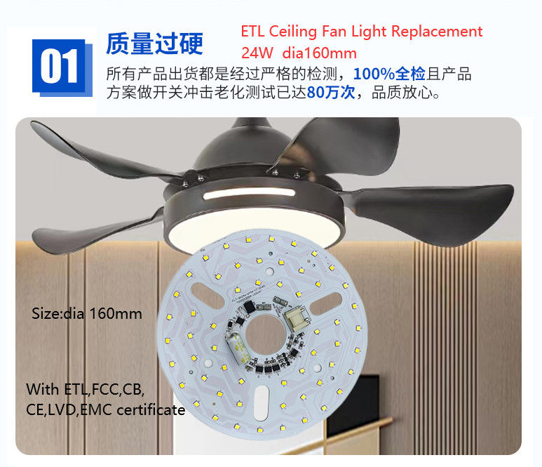 6.3&quot; Dia160mm Round Pcb 24w LED แฟนเพดาน แทน b แฟนเพดาน แทนแสง