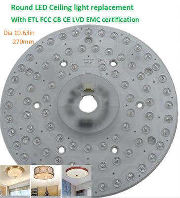 270 มิลลิเมตร หมุน LED ปรับเปลี่ยนแสงเพดาน 120v อลูมิเนียมพร้อม FCC,ETL,CB,CE,LVD,EMC ใบรับรอง