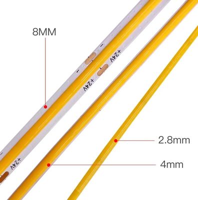 โรงงานจีน Ultra-thin COB Light Strip 2.8mm/2.7mm/3mm/5mm Mini Light Strip 12V 24V Car Light Strip 480leds 384leds